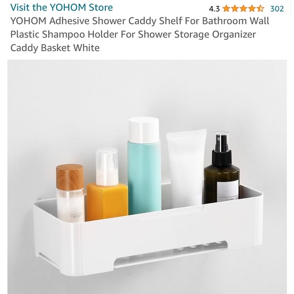 BNIB Adhesive Shower Caddy Shelf Bathroom Wall Holder Storage Organizer White - Picture 1 of 8